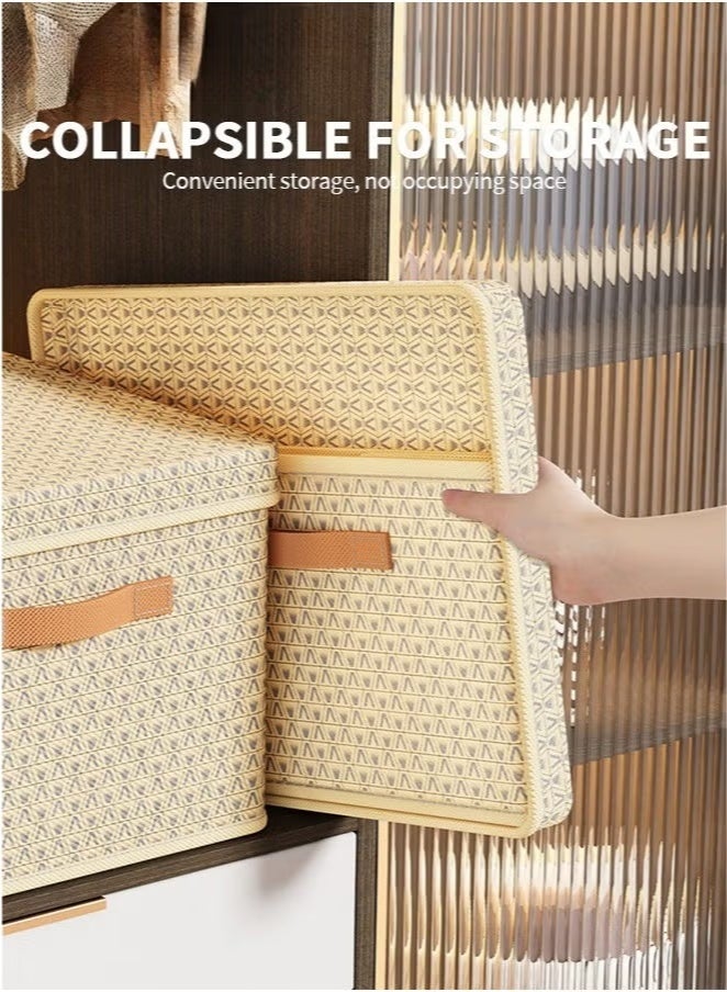 SClaw 1-Piece Foldable Closet Organizer Storage Bins Set with Removable Lids & Handles, Large Capacity Steel Frame Collapsible Linen Fabric Box for Bedding, Blankets, Toys (42x30x20cm) - Washable, Multi-Use for Bedroom, Closet, Office, Living Room - Image 3